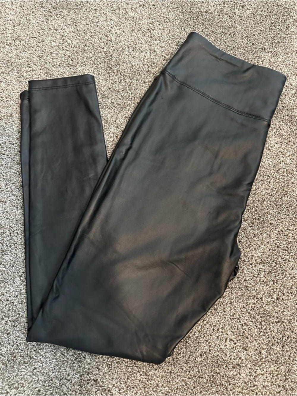 just be Black Faux Leather-Look Leggings Concert Western Goth Witchy Holiday